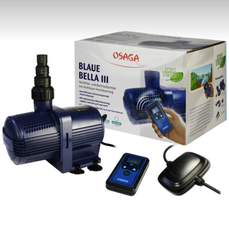 Osaga Blaue Bella III bis 12.000 L BB3 regelbare Teichpumpe mit Fernsteuerung